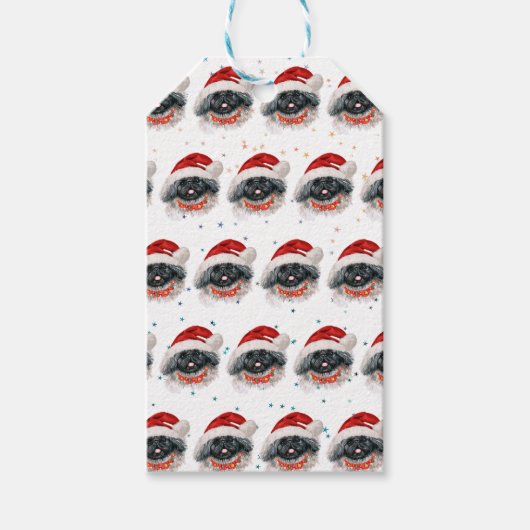 ペキン犬がクリスマススターを育てる ギフトタグ (正面)