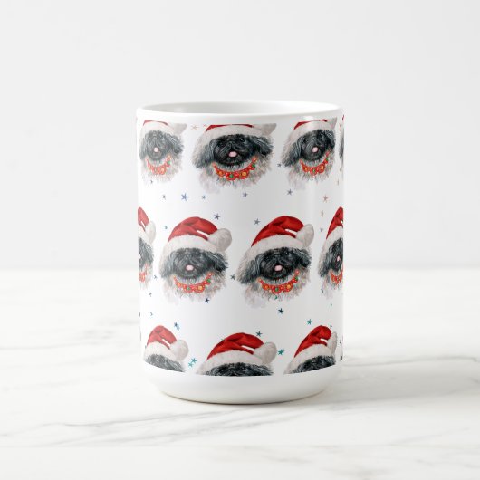 ペキン犬がクリスマススターを育てる コーヒーマグカップ (中央)