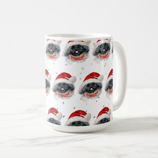 ペキン犬がクリスマススターを育てる コーヒーマグカップ (正面右)