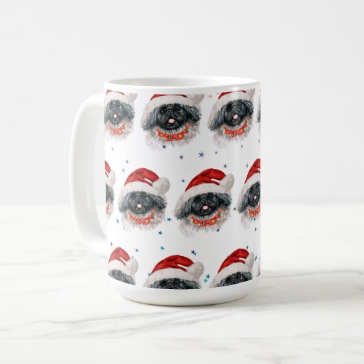ペキン犬がクリスマススターを育てる コーヒーマグカップ (正面左)