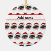 ペキン犬がクリスマススターを育てる セラミックオーナメント (正面)