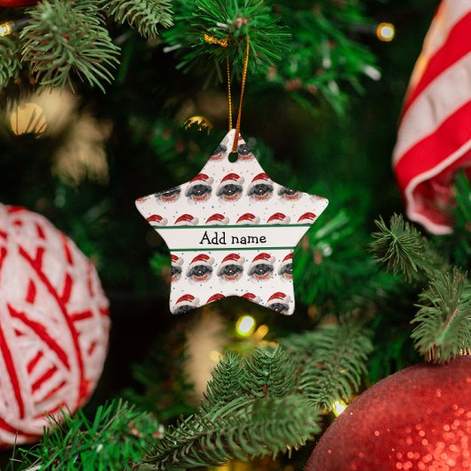 ペキン犬がクリスマススターを育てる セラミックオーナメント