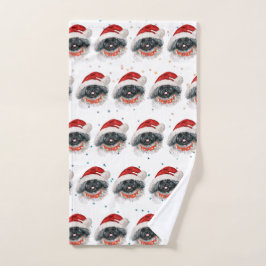 ペキン犬がクリスマススターを育てる ハンドタオル