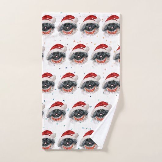 ペキン犬がクリスマススターを育てる ハンドタオル (ハンドタオル)
