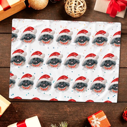 ペキン犬がクリスマススターを育てる フリースブランケット