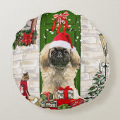 ペキン犬のクリスマス ラウンドクッション (裏面)