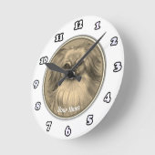 ペキン犬の時計 ラウンド壁時計 (傾斜)