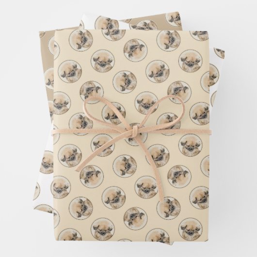 ペキン絵を描ガーズ子鹿かわいいオリジナルペットドッグアート ラッピングペーパーシート (インサイチュ)