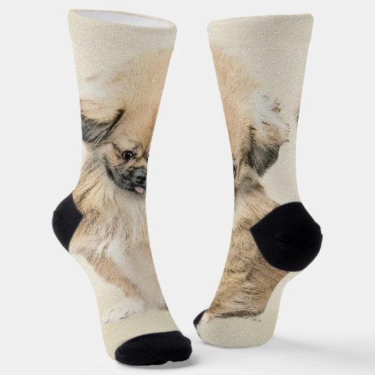 ペキン絵画ゲス – かわいいオリジナルドッグアート ソックス (傾斜あり)