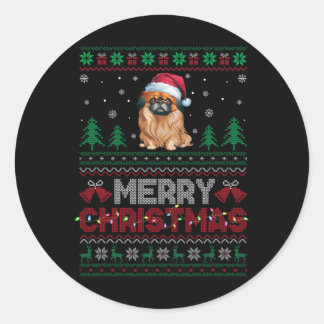 ペキン語愛犬家サンタハットクリスマスツリーリグ ラウンドシール