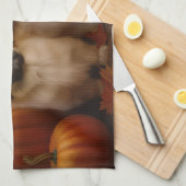 ペキージーパピーオータムデライトカボチャ キッチンタオル (四つ折り)