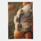 ペキージーパピーオータムデライトカボチャ キッチンタオル (縦)