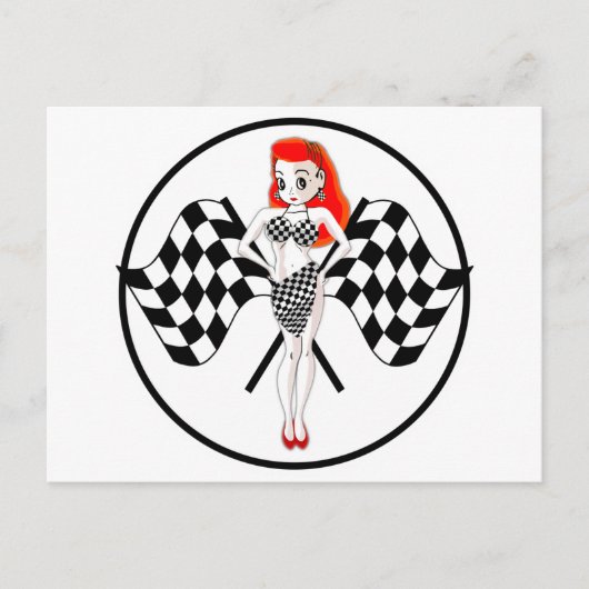 ペギーのピットストップレースフラグ ポストカード (正面)