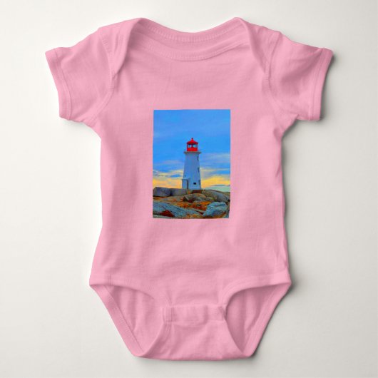 ペギーの入り江のライトハウスワイシャツのライトハウスルート ベビーボディスーツ (正面)