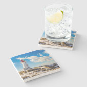 ペギーの入江、ノバスコシアの灯台|冬 ストーンコースター (横)