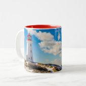 ペギーの入江、ノバスコシアの灯台|冬 ツートーンマグカップ (正面左)