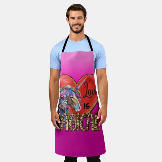 ペギーアンピンクの愛は魔法のキッチンエプロン エプロン (着用した状態)