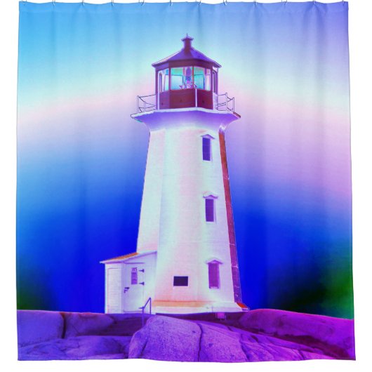 ペギーズコーブライトハウスルートノヴァスコシアカスタム シャワーカーテン (正面)