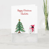 ペギー・ペンギンのクリスマスカード(お名前入) カード (正面)