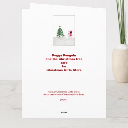 ペギー・ペンギンのパーソナライズされたクリスマスカード カード (裏面)