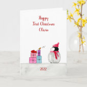 ペギー・ペンギンの最初のクリスマスカード カード (黄色い花)