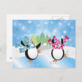 ペグイン姿スケートで滑るはがき ポストカード (正面/裏面)