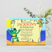 ペグレッグフロッグパイレーツオパロット誕生日招待状 招待状 (スタンド正面)