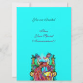 ペコックの愛のモノグラム 赤 青 緑 招待状 (裏面)