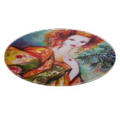 ペコックの羽を持つロマンチックな女性 カッティングボード (角)