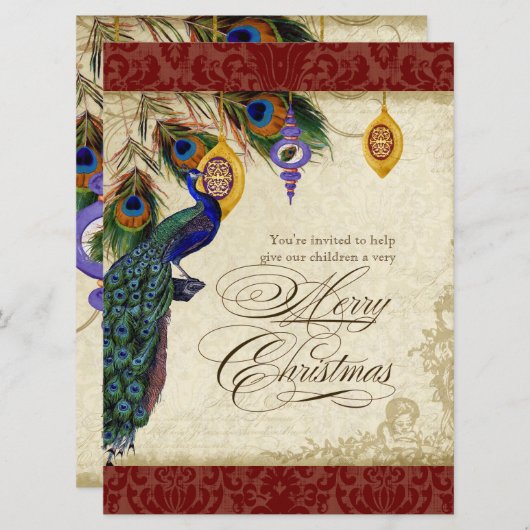 ペコック＆フェザー　フォーマル・クリスマス・パーティーのご招待 招待状 (正面/裏面)