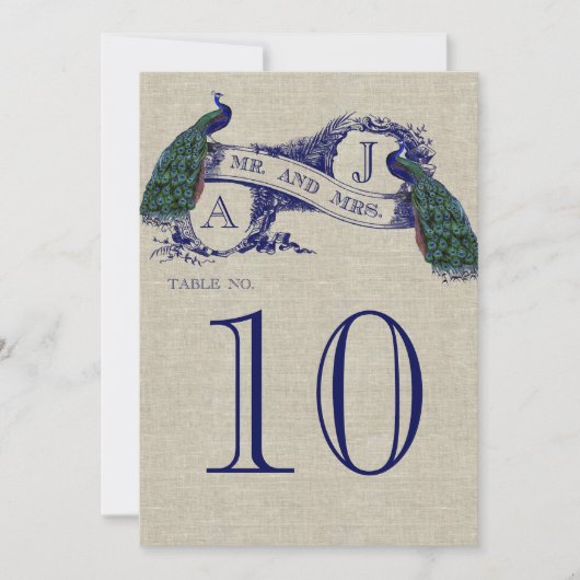 ペコック ラスティック ウェディング テーブル ナンバー カード (正面)