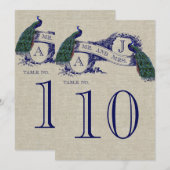 ペコック ラスティック ウェディング テーブル ナンバー カード (正面/裏面)