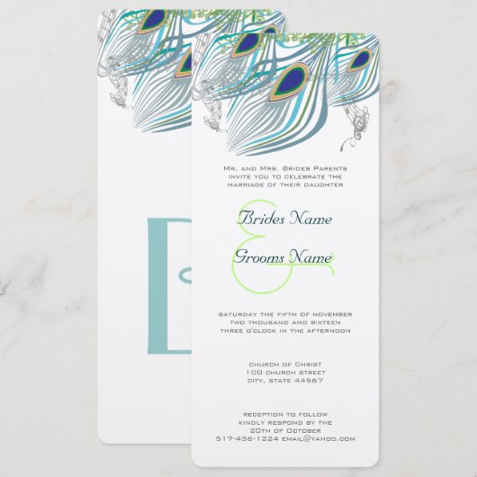 ペコック ヴィンテージ 3 羽根 招待状 (正面/裏面)