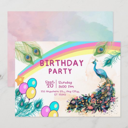 ペコンの誕生日パーティー  招待状   (正面/裏面)