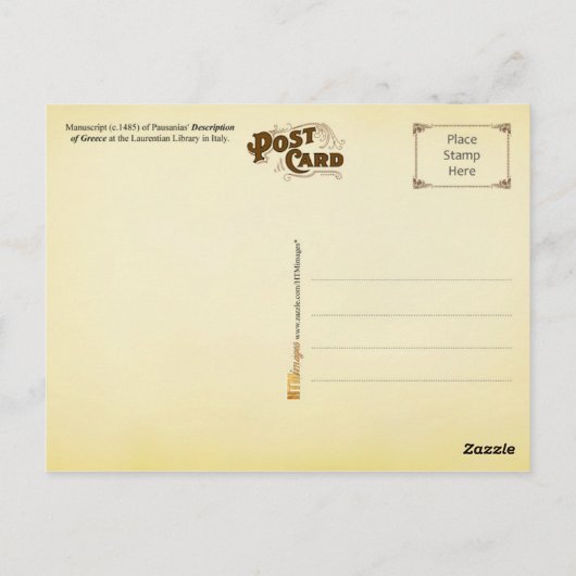 ペサニアスのギリシャの記述の写本 ポストカード (裏面)