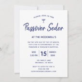 ペサフのセーダー ユニーク ブルー ゴールド インビテーション (正面)