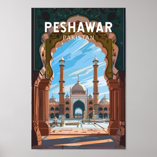 ペシャワーパキスタン旅行芸術ヴィンテージ ポスター (正面)
