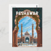 ペシャワーパキスタン旅行芸術ヴィンテージ ポストカード (正面/裏面)