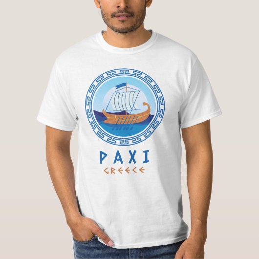 ペシ,ギリシャのギリシャの船舶デザインメンズ Tシャツ (正面)