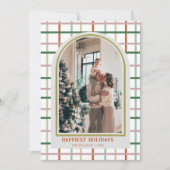 ペステル素朴カラーズプレイドフォトメリークリスマス シーズンカード (正面)
