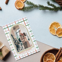 ペステル素朴カラーズプレイドフォトメリークリスマス