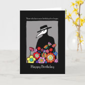 ペストドクター風変わりおもしろいブラックユーモア誕生日  カード (黄色い花)