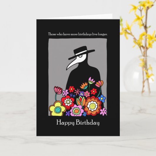ペストドクター風変わりおもしろいブラックユーモア誕生日  カード (黄色い花)