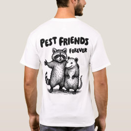 ペストフレンズフォーエバーブラックプリントフロント&バック Tシャツ