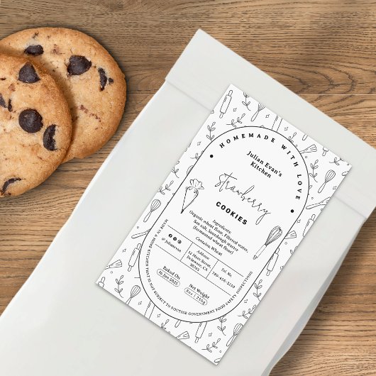 ペストリエレガントーベーキングツールコテージ法ラベル 長方形シール