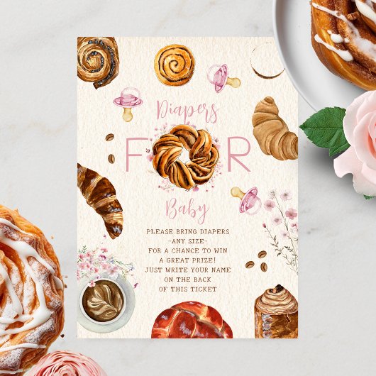 ペストリーおしゃれ女の子ベビーシャワーおむつラッフル エンクロージャーカード