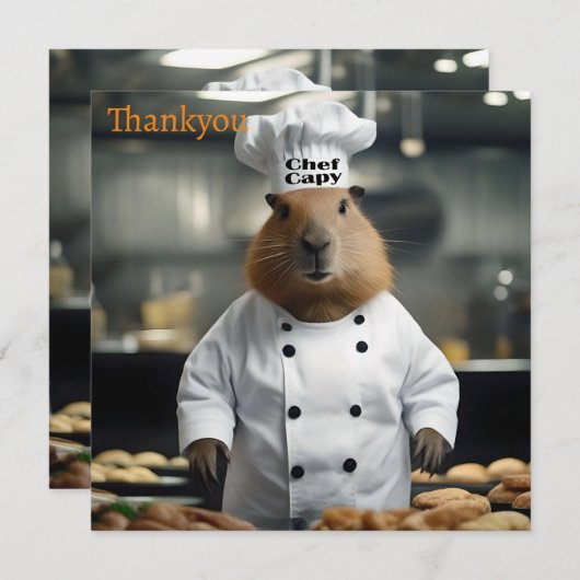 ペストリーの腕前:料理のキャピバラ サンキューカード (正面/裏面)