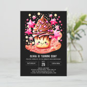 ペストリーウォーターカラーディライトマフィンガール誕生日 招待状 (スタンド正面)