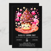 ペストリーウォーターカラーディライトマフィンガール誕生日 招待状 (正面/裏面)