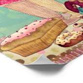 ペストリーカップケーキパティスリーベーカリーショップサイン ポスター (角)